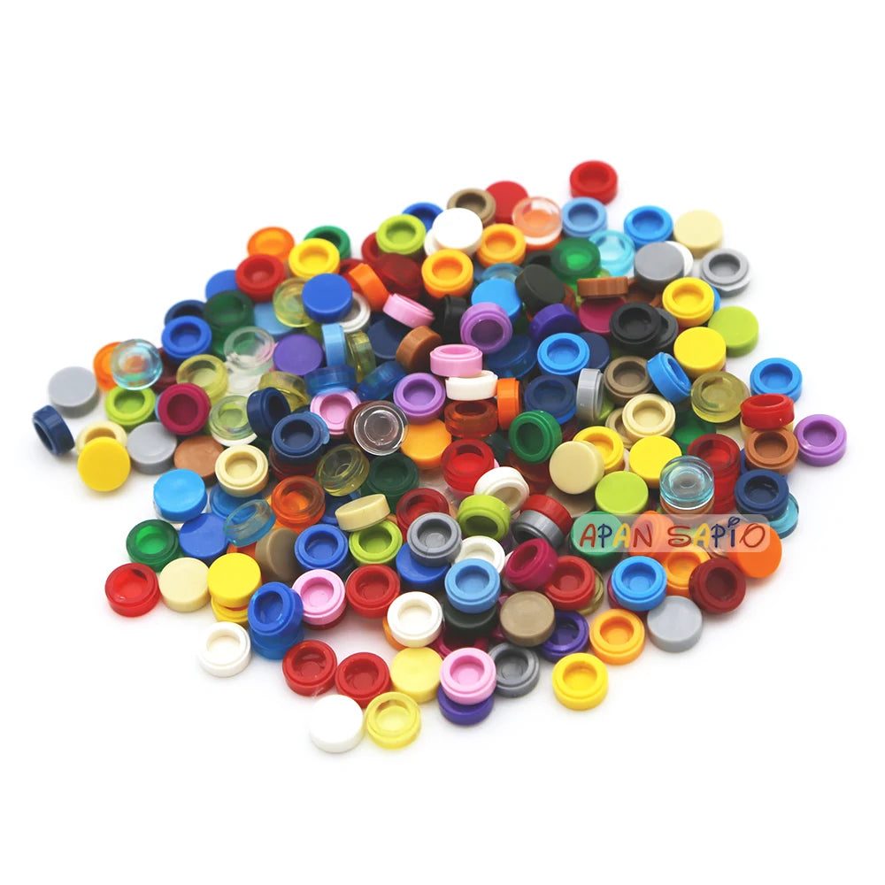 100pcs Tile 1x1 Round DIY Building Blocks Bricks 33Color Educational Creative Toys for Children Size Compatible With 98138