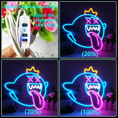 King Ghost Led Neon Sign USB Dimmer Switch Halloween / Game Room Decoration