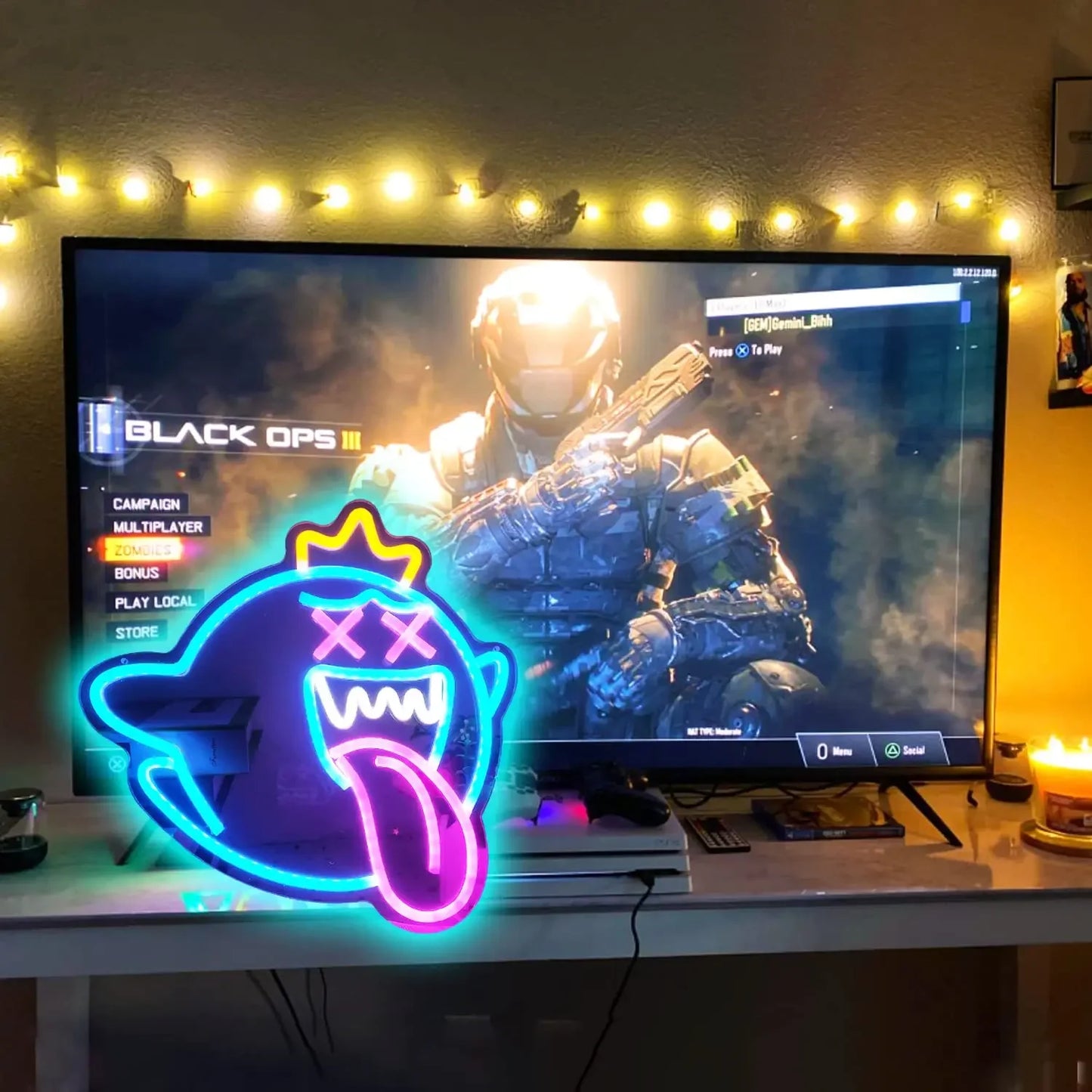 King Ghost Led Neon Sign USB Dimmer Switch Halloween / Game Room Decoration